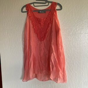 Coral Sleeveless Crochet detail Top